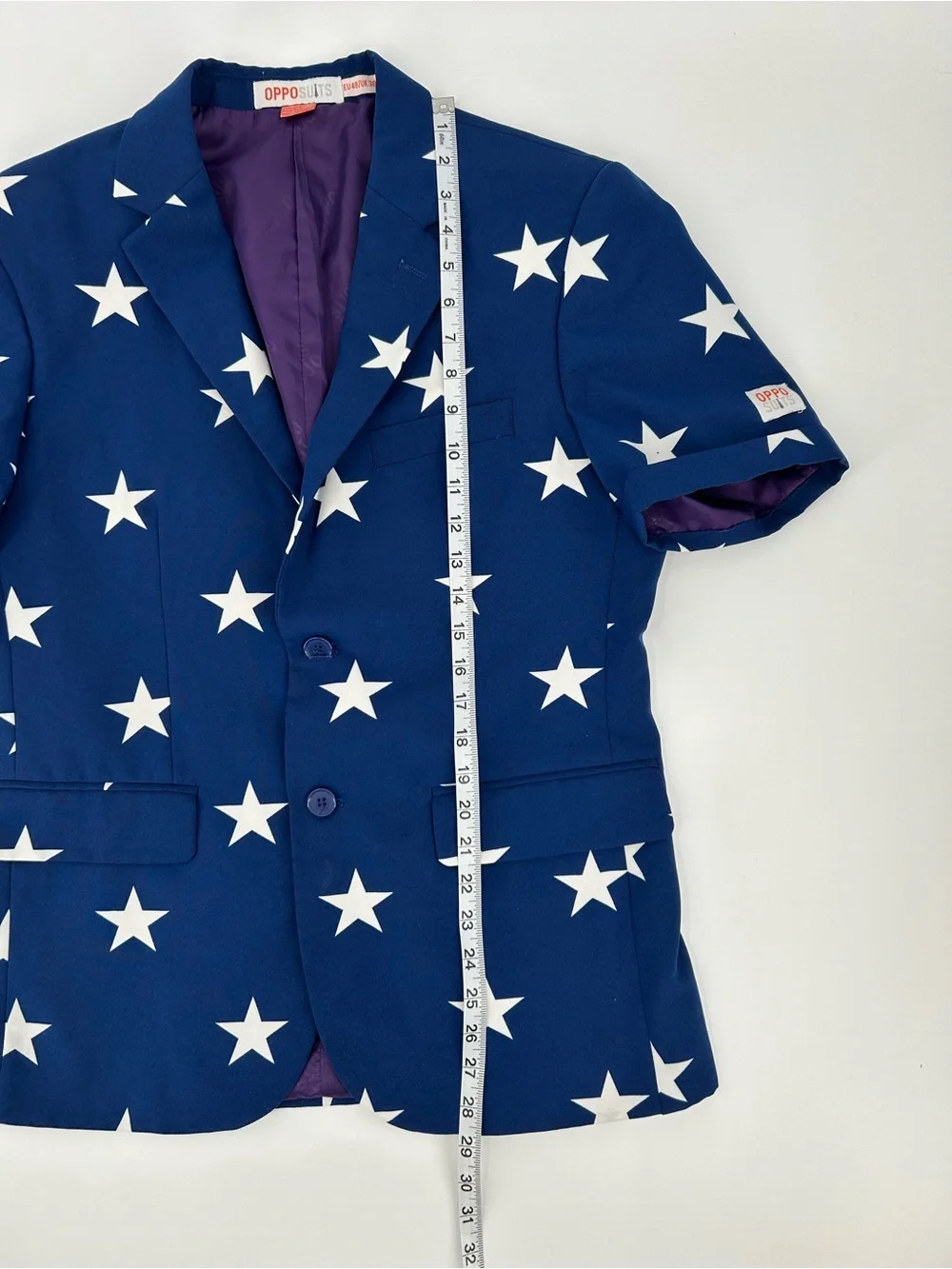 OppoSuits Patriotic Blue & White Star Short Sleeve Blazer 38